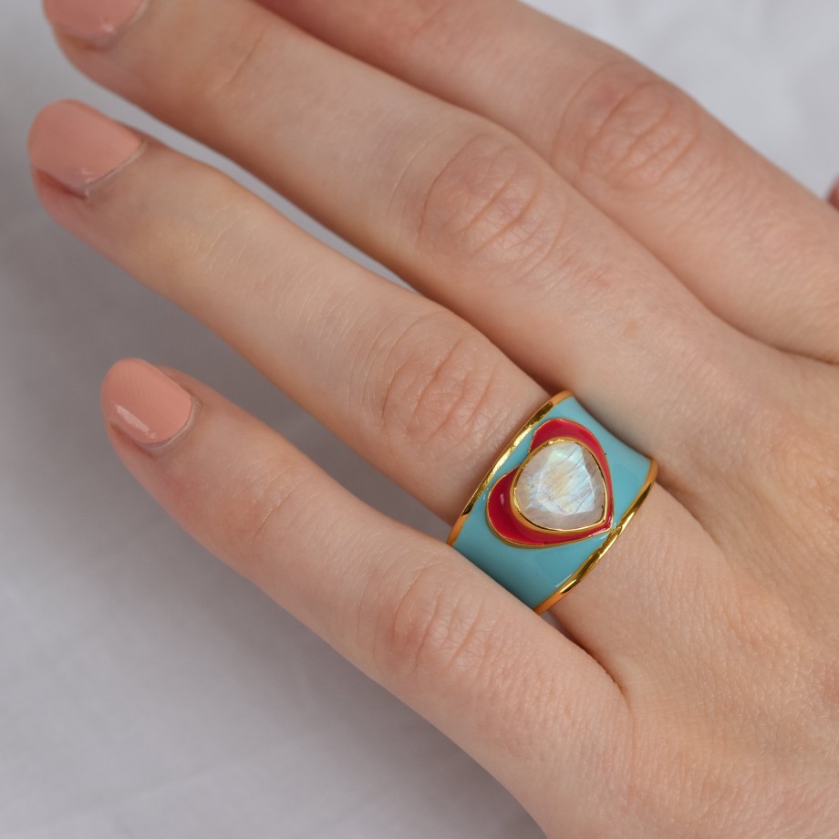 Gem Bazaar Love Heart Ring In Blue | Rings