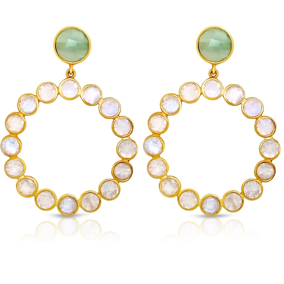 Gem Bazaar Moonstone Circles | Ear Rings