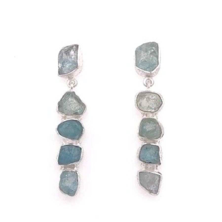 Gem Bazaar Aquamarine 5 Stone Drops | Ear Rings