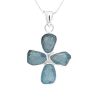 Gem Bazaar Aqua Cross Pendant In Silver | Neck Wear