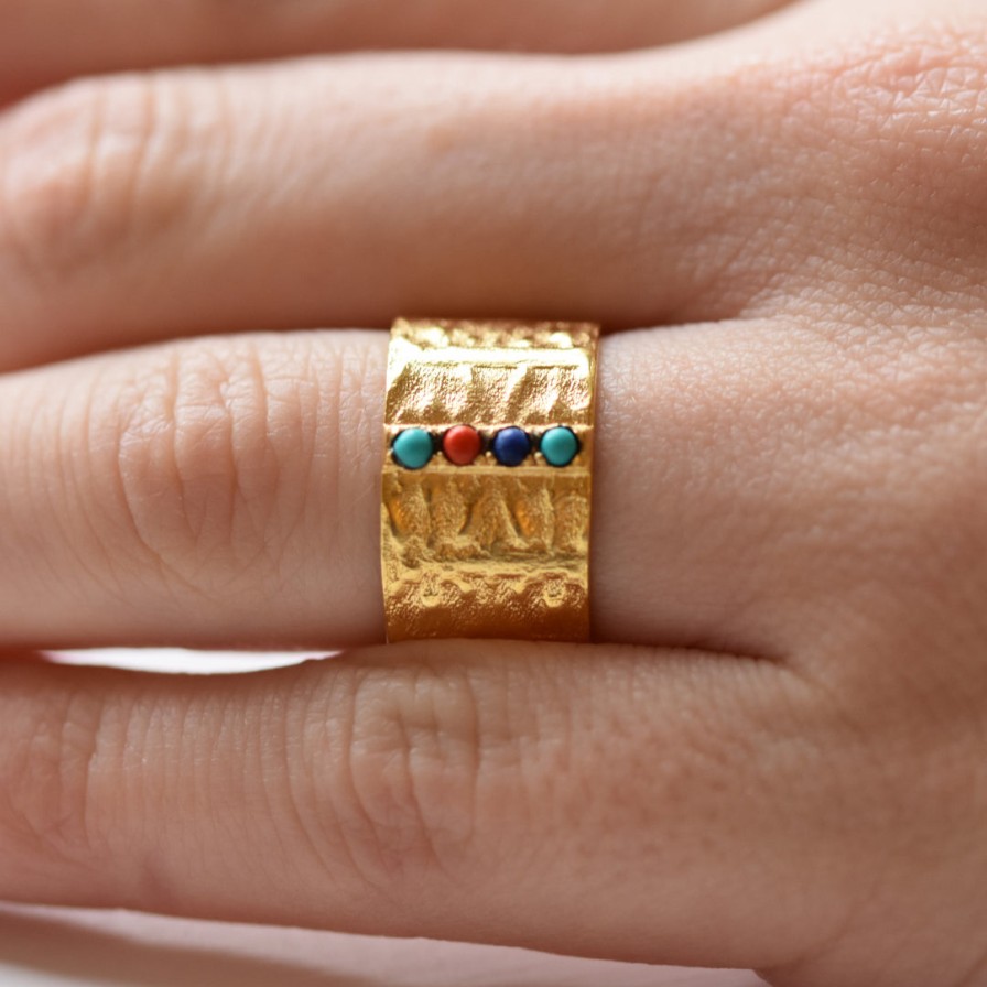 Gem Bazaar Wide Step Ring | Rings