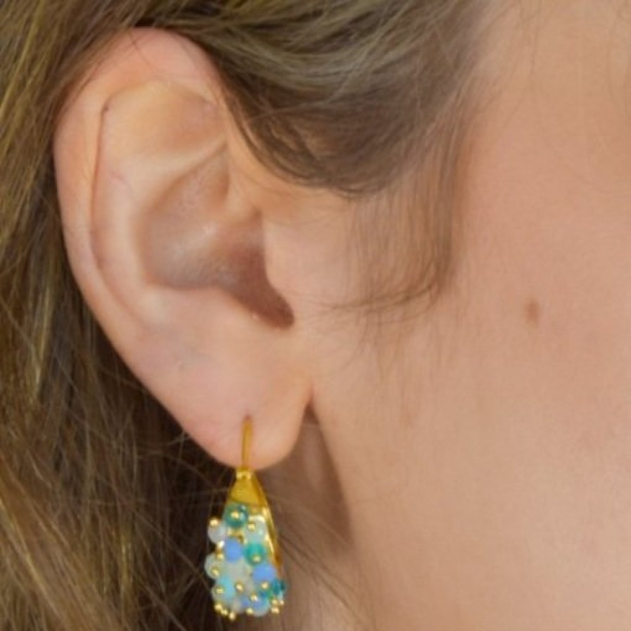 Gem Bazaar Blue Bejewelled Hoops | Ear Rings