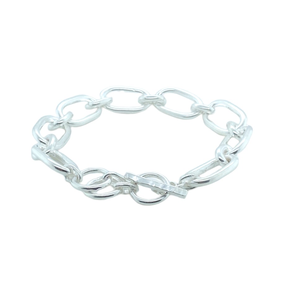 Gem Bazaar Double Link Silver Chain Bracelet | Arm Wear