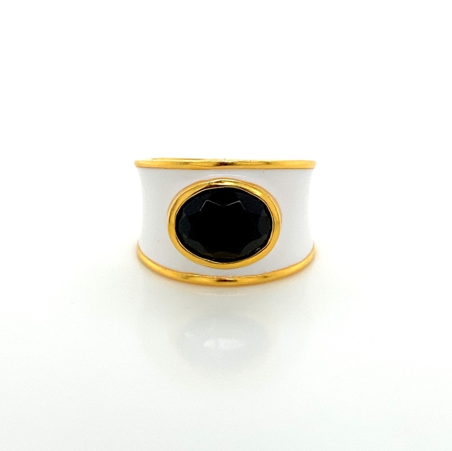 Gem Bazaar Magpie Enamel Ring | Rings