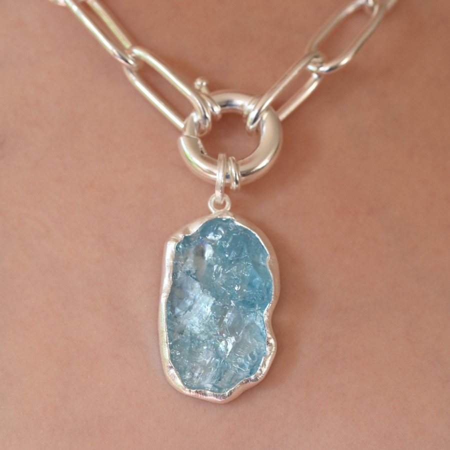 Gem Bazaar Aquamarine Silver Pendant | Neck Wear