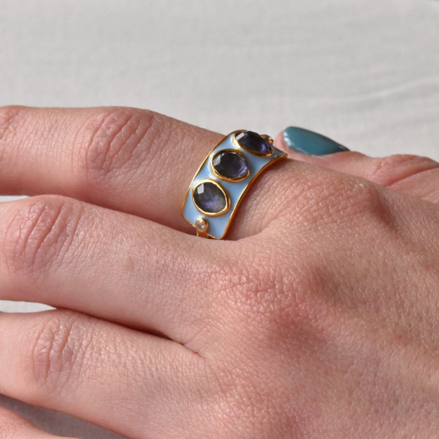 Gem Bazaar Trinity Ring In Blue | Rings