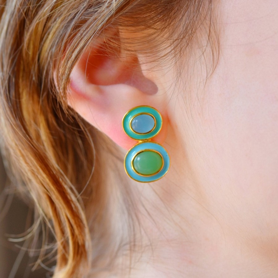 Gem Bazaar Chrysophrase Bon Bons | Ear Rings