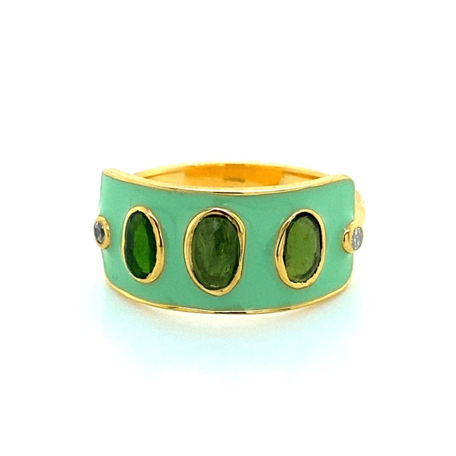 Gem Bazaar Trinity Ring In Green | Rings