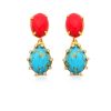 Gem Bazaar Coral & Turqoise Drops | Ear Rings