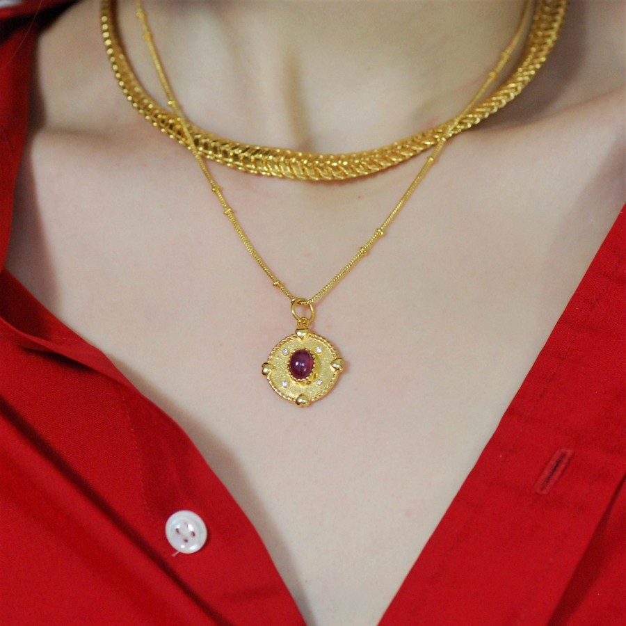 Gem Bazaar Ruby - July'S Birthstone Mythology Pendant | Neck Wear