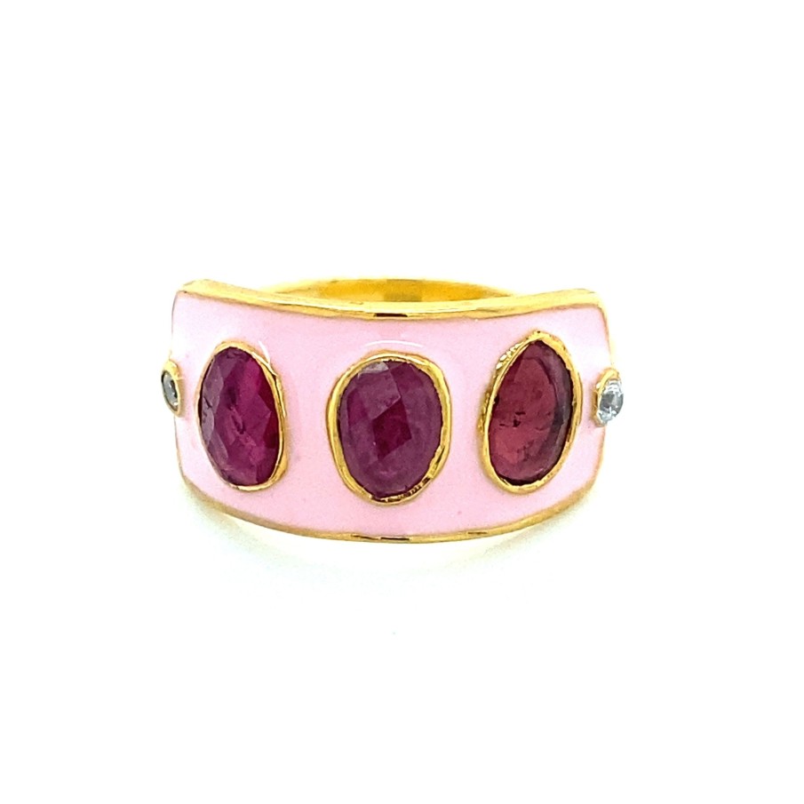 Gem Bazaar Trinity Ring In Pink | Rings