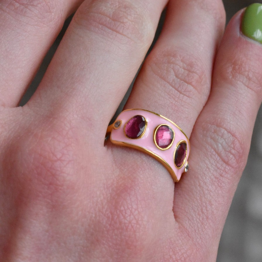 Gem Bazaar Trinity Ring In Pink | Rings