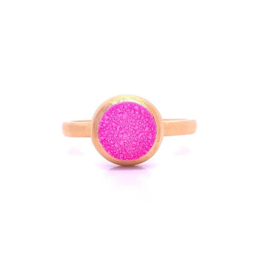 Gem Bazaar Balls Of Fire Stacking Ring In Pink Druzy | Rings