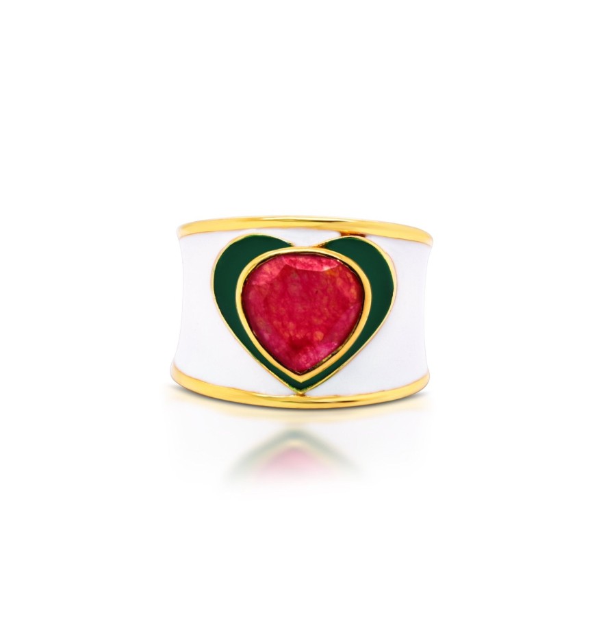 Gem Bazaar Love Heart Ring In White | Rings