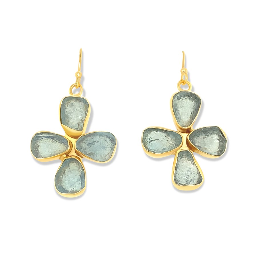 Gem Bazaar Aqua Cross Earrings | Ear Rings