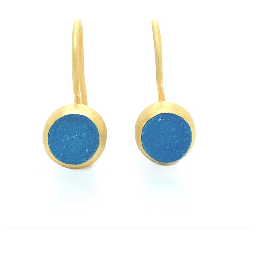 Gem Bazaar Balls Of Fire Blue Druzy Earrings | Ear Rings