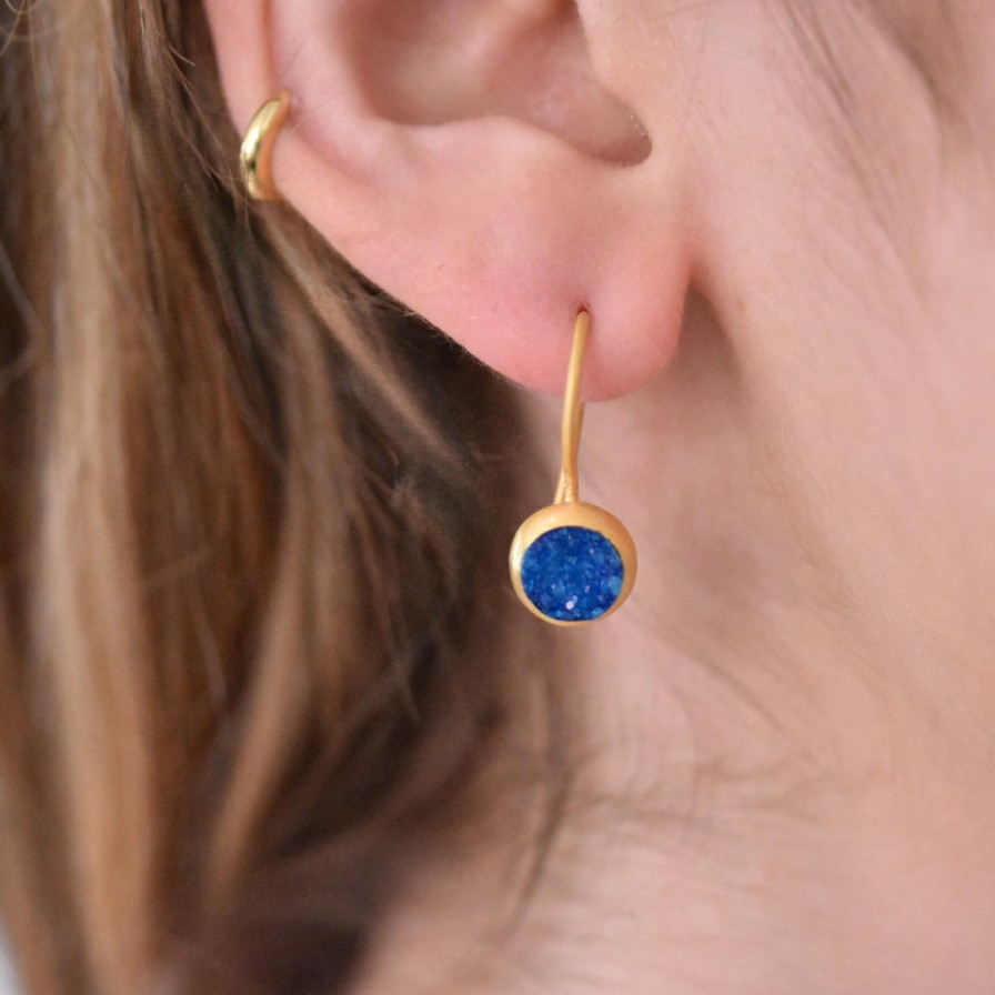 Gem Bazaar Balls Of Fire Blue Druzy Earrings | Ear Rings